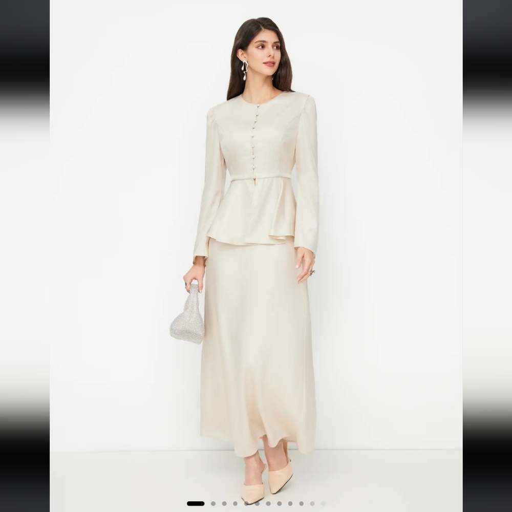 Elegant Cream Women's Skirt And Top
